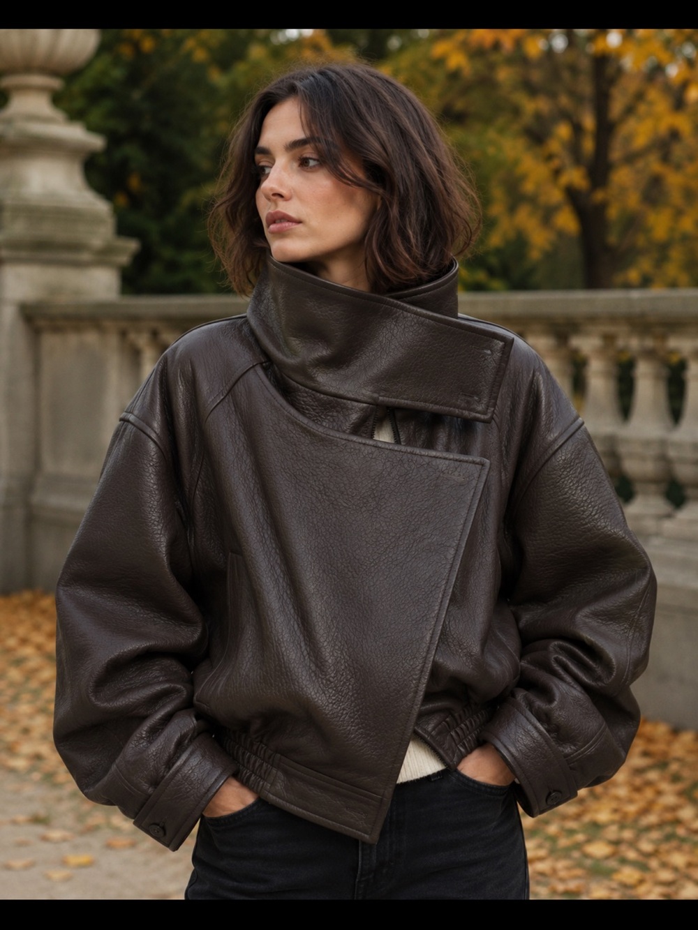 Bailey Women's Dark Brown Vegan Leather Bomber Jacket - BNWT